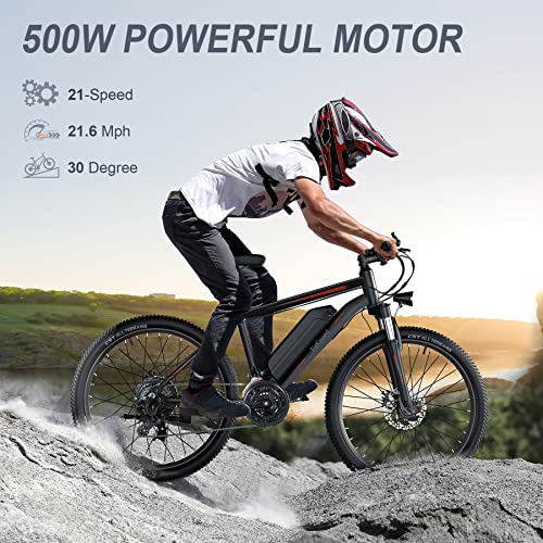 Wooken Electric Bike, Bike for Adults 27.5'' E-Bikes with 500W Motor
