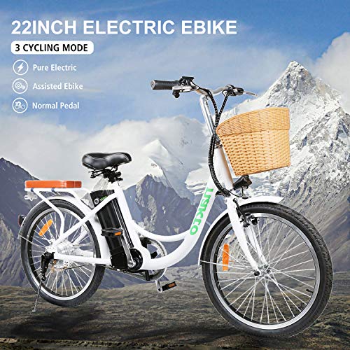 NAKTO 22" Electric Bike 250W Electric Bicycle Sporting City Ebike for Female