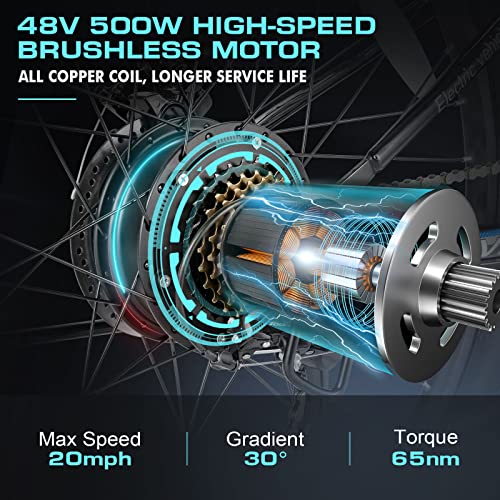 Vivi Folding Electric Bike, Electric Mountain Bike 500W Ebike 26'' Electric Bike for Adults with 48V Removable Battery