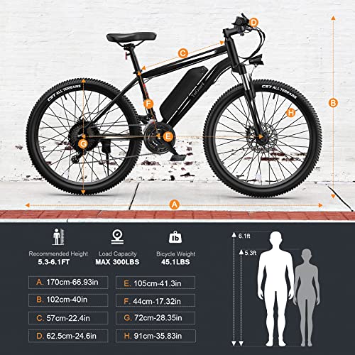 TotGuard Electric Bike for Adults, 26" Ebike 350W Electric Bicycles, 19.8MPH Mountain Bike
