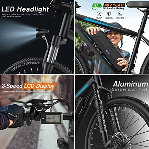 TotGuard Electric Bike, 27.5" Electric Bike for Adults 500W Ebike 21.6MPH Adult Electric Bicycles Electric Mountain Bike
