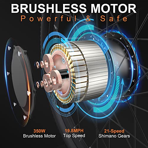 TotGuard Electric Bike for Adults, 26" Ebike 350W Electric Bicycles, 19.8MPH Mountain Bike