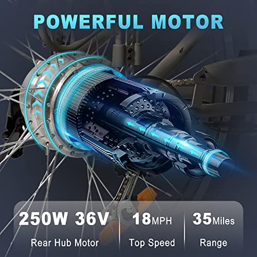 NAKTO Electric Bike Adult Electric Bicycles 26" 250W Electric Bicycle with 36V10.4AH Lithium Battery