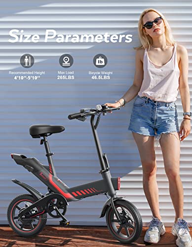 Sailnovo Electric Bicycle, 14'' Electric Bike for Adults and Teenagers with 18.6MPH 45Miles Waterproof Folding Electric Bike