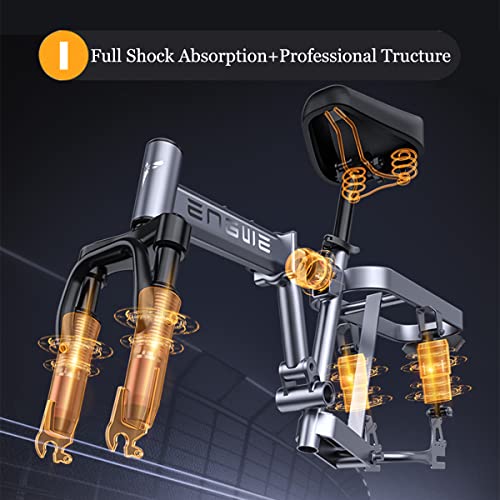 ENGWE T14 Folding Electric Bikes for Adults Teens 350W 19.2MPH 14" Fat Tire Mini Ebike