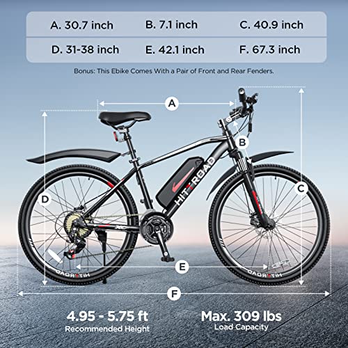HITTROAD Electric Bike, 350W Bafang Motor 10.4AH, 3 Hours Fast Charge with Removable Battery