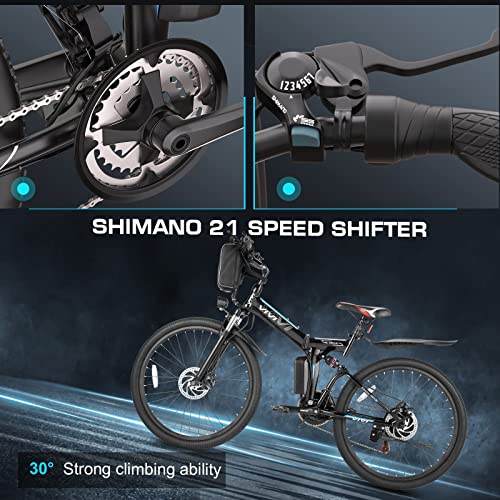 Vivi Folding Electric Bike, Electric Mountain Bike 500W Ebike 26'' Electric Bike for Adults with 48V Removable Battery