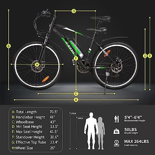 FEOFFY Electric Bike for Adults 350W Electric Bikes 26" Electric Mountain Bike Shimano 21 Speed Gears