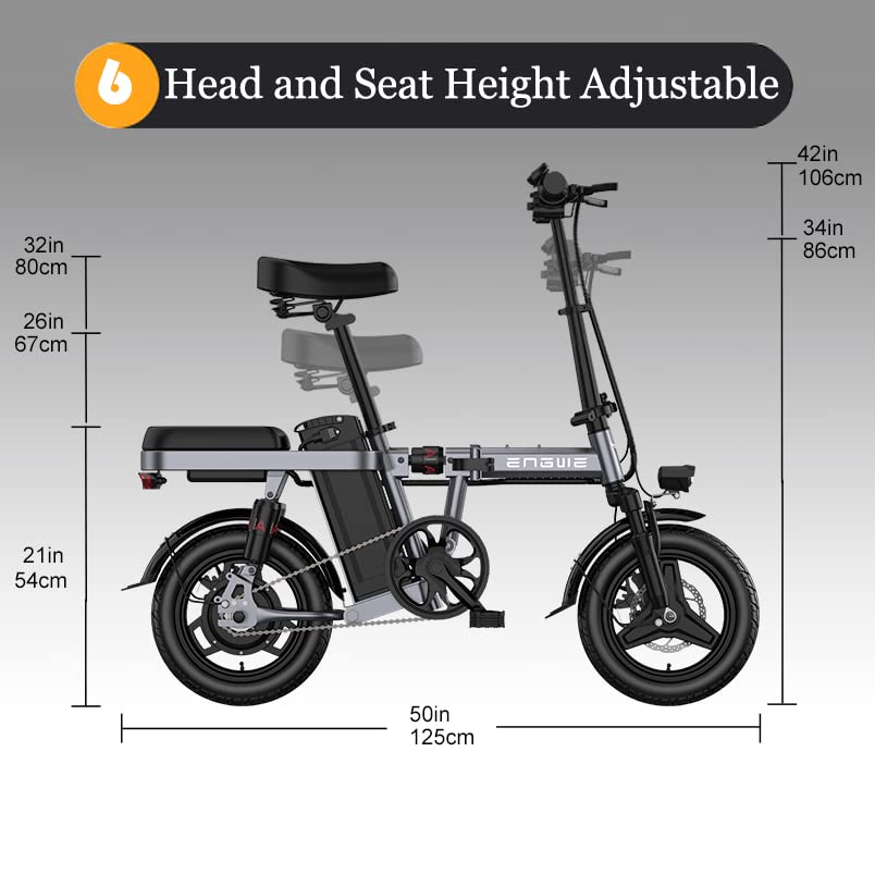 ENGWE T14 Folding Electric Bikes for Adults Teens 350W 19.2MPH 14" Fat Tire Mini Ebike